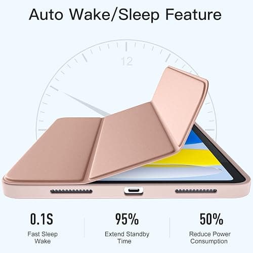 Akkerds Compatible with iPad (A16) 11th Generation Case 11 Inch 2025, for iPad 10th Generation Case 10.9 Inch 2022 with Pencil Holder, Slim Trifold Stand Protective Cover with Soft TPU Back, Rose Pink thumbnail 8