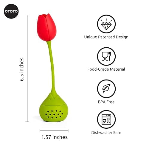 Cute Tea Infuser by OTOTO - Loose Leaf Tea Steeper, Tea Accessories, Tea Diffusers, Tea Infuser for Loose Leaf Tea, Tea Strainers, Cute Gifts, Tea Gift Set, Kitchen Gifts, Cooking Gadgets thumbnail 3
