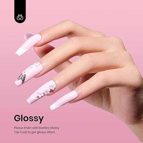 Beetles Pink Gel Polish - Barely Pink 15ML/0.51Fl Oz, Light Pink Gel Nail Polish, Soak Off UV LED Lamp Nail Art, Long-Lasting Manicure Salon DIY Home Easter Spring Nails - Gifts for Her thumbnail 3