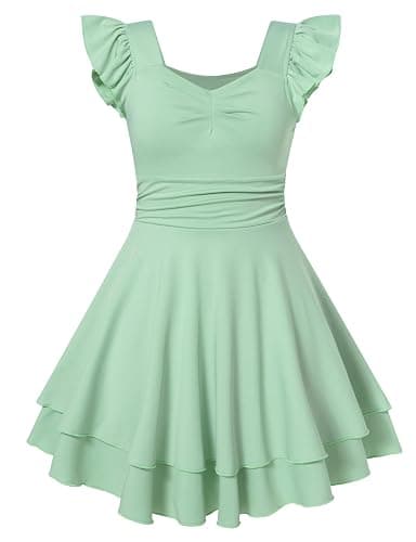Girls Tiered Ruched Summer Dress for 7-16Y Rufffle Formal Elegant Sundress | Tween Dress; Kids Tierd Ruched Formal Sundress for Daily, Homecoming Dress, Birthday, Graduation, Wedding, Holiday, Church - Image 1