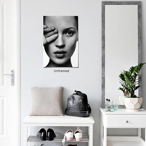 Trendy Luxury Wall Art-Retro Fashion Woman Covering One Eye Poster For Girls Room Wall Decor-Vintage Feminist Black And White Art Canvas Print Picture For Girly Apartment Dorm thumbnail 3
