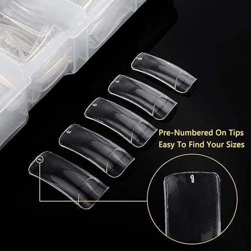 Yokilly 1000PCS Square Nail Tips and Glue, Clear Natural False Acrylic Nail Tips, Half Cover 10 Sizes French Artificial Nail Tips Manicure with Nail Clipper, Nail Files and Glue for Dip Powder Nail Salon, Home DIY thumbnail 4