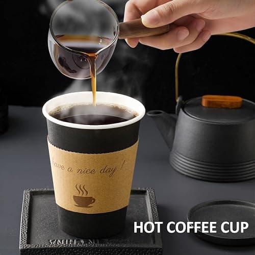 BYSNOW 100 pack 12 oz Thickened Coffee Cups with Lids, Scald Resistant Hot Cups with Sleeve and Straw, To Go Coffee Cups for Home, Office, Cafes and Party (Black 12oz) thumbnail 2
