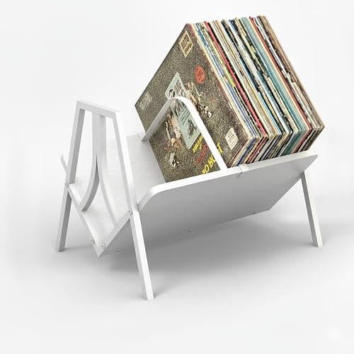 ZEXVIDA Vinyl Record Storage Rack for 50 LPs, Vinyl Record Album Holder Heavy-Duty Record Storage Shelf with Handles, Record Holder, Multi-Purpose Organizer - Image 1