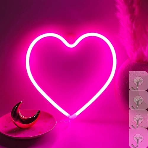 VIFULIN Neon Heart Lights - Pink LED Heart Lamp, Decorations for Home, Hanging Gifts, USB/Battery Operated for Bedroom, Living Room thumbnail 7