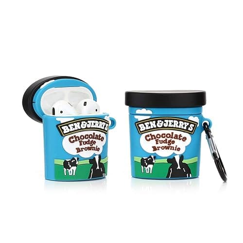 Derhom Airpods Silicone Case Funny Cute Cover Compatible for Apple Airpods 1&2[Beverage Can Series] (Benjerry Ice Cream) - Image 1