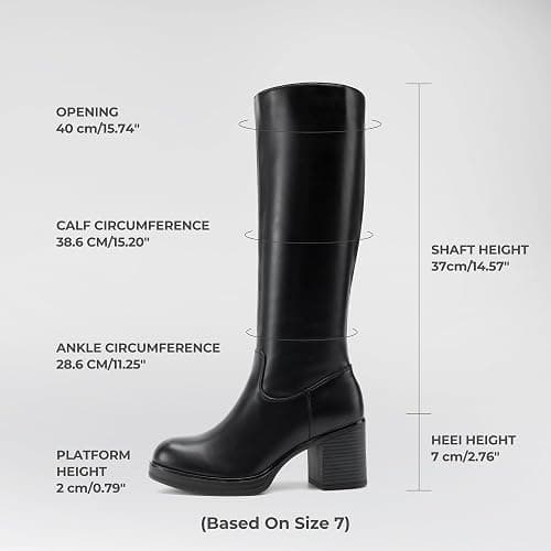 DREAM PAIRS Women's Knee High Boots Chunky Platform Heel Round Toe Boots for Women Side Zipper Stylish Comfortable Tall Boots thumbnail 4