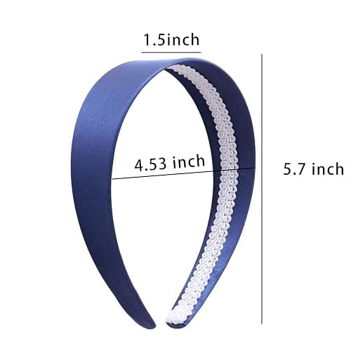 loucent Smooth Satin Headband - Luxurious 2" Wide No-Slip Headband for Women Navy thumbnail 2