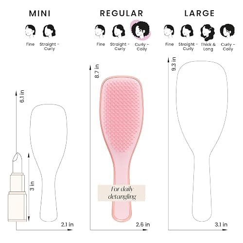 Tangle Teezer Naturally Curly Ultimate Detangler Hairbrush for 3C-4C Curly Coily Hair - Two-Tiered Teeth Define Curls & Reduce Frizz - Mango & Pink - Mango & Pink thumbnail 7
