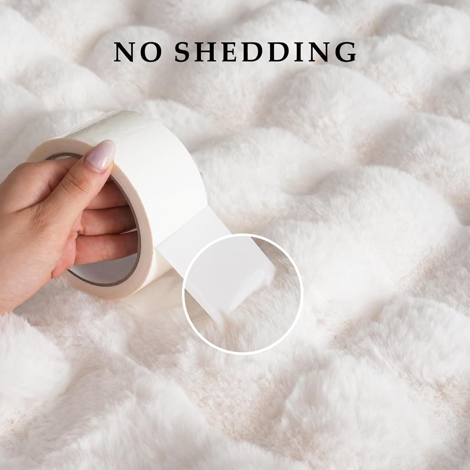 Faux Fur Throw Blanket for Couch,Fluffy Soft Plush Thick Bubble Blanket for Sofa Bedroom Living Room, Cozy Reversible Blankets, White, 150cmx100cm thumbnail 4