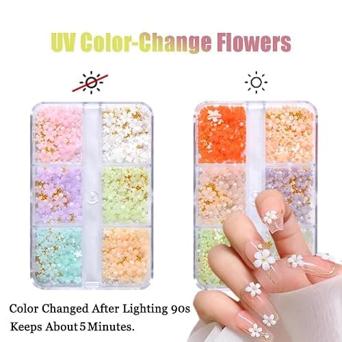 3D Flower Nail Charms, 2 Boxes 3D Acrylic Flower Nail Art Charms and Gems White Pink Mixed Cherry Blossom Spring Rhinestones Acrylic Nail Supplies with Pearls Manicure DIY Nail Decorations thumbnail 5