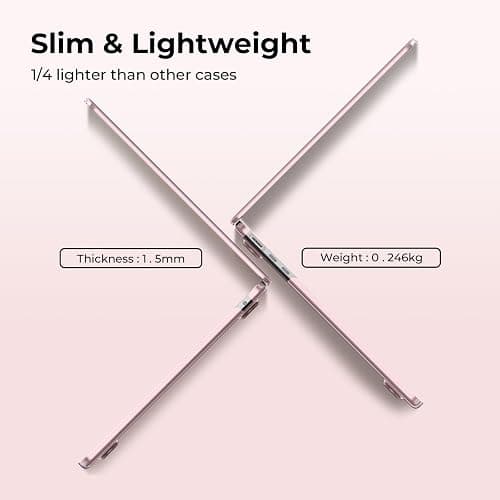 EooCoo Case Compatible with MacBook Air 13 inch M4 2025 2024 2023 2022 M3 M2 A3240 A3113 A2681, Pink Air 13.6" Laptop Hard Shell Case + Keyboard Skin Cover + Screen Protector, Crystal Pink thumbnail 3