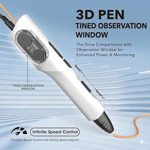 LinkSpoX 3D Printing Pen Kit, 3D Printer Pen with Adjustable Temperature,Stepless Speed, PLA/ABS Compatible 3D Drawing LCD Display, for Creative Art, DIY Projects,White thumbnail 5