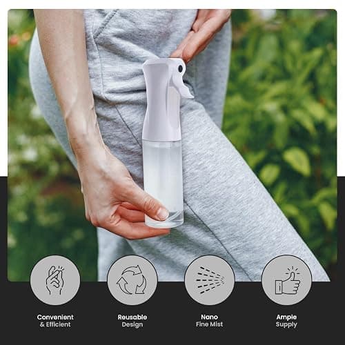 VIGOR PATH Continuous Spray Bottle for Hair – Fine Mist Mister for Hairstyling, Cleaning, Plants, Pets, Barbers, Salons, and Essential Oil Applications (200ml/6.7 oz) Clear thumbnail 4