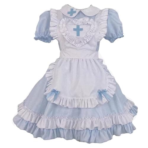 Ulalaza Gothic süße Mädchen Prinzessin Puppenkragen Spitze Schürze Retro Rüschentaschen mit Kopfschmuck Französisch Maid Kostüm - Image 1