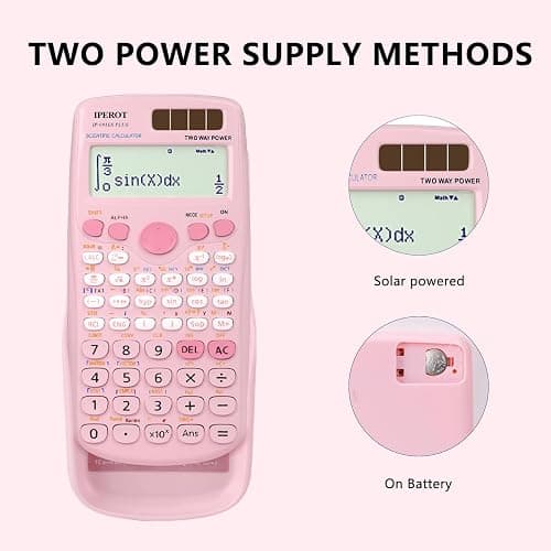 Scientific Calculators, IPEROT Pink Scientific Calculator 417 Function, Desktop Math Solar Calculators School Supplies Suitable for High School and College Students Algebra and Other Math Textbooks thumbnail 3