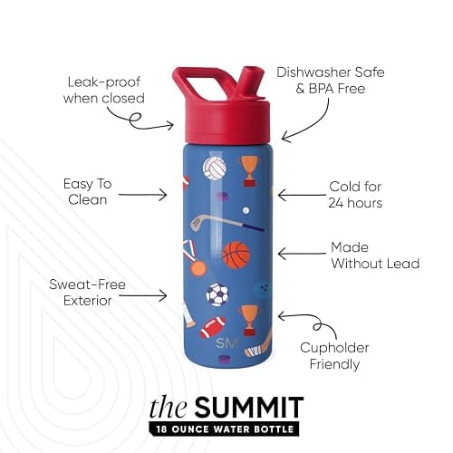 Simple Modern Kids Summit Water Bottle with Straw Lid | 18oz Stainless Steel Cup Insulated Tumbler for Toddlers, School | Sports Balls thumbnail 3