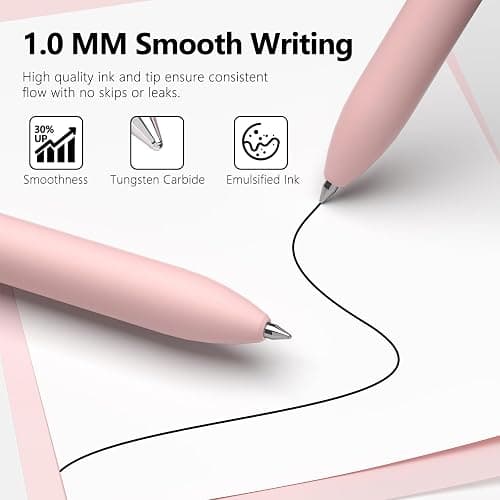 InkSlick 9 Pack Black Ballpoint Pens - 1.0mm Medium Point Smooth Writing Black Ink Ball Point Pens Long Lasting Retractable Fidget Pens for Adults, Men, Women, School, Office (6 Pens & 3 Refills) thumbnail 2
