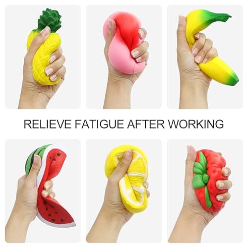 6PCS Jumbo Squishies Slow Rising Strawberry Peach Banana Lemon Watermelon Pineapple Charms Fruit Squishies Cream Scented Stress Relief Kawaii Toys for Kids and Adults thumbnail 7
