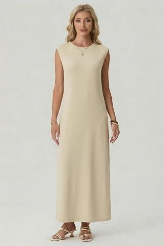 GRECERELLE Women's 2026 Summer Fall Round Neck Anti-Pilling Shift Sweater Maxi Dress with Pockets for Business Casual thumbnail 6