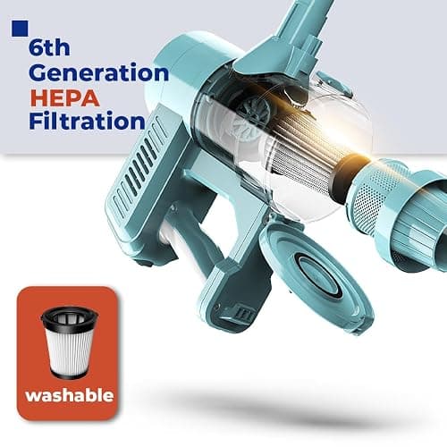 Roomie Tec Corded Stick Vacuum Cleaner - 450W, Lightweight 2 in 1 Handheld with Powerful Suction, Bagless HEPA Filter, Large Dust Capacity, 20ft Cable - Ideal for Floors, Dorm Room, & Home Cleaning thumbnail 4