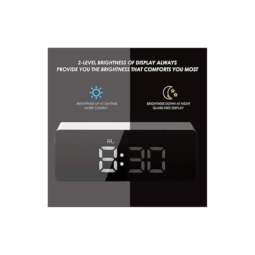 TFUFR Alarm Clock, Digital Alarm Clock 3" LED Display with Light Sensing Dimming Mode, Snooze, Adjustable Brightness, Bedside Clock for Bedroom Living Room Home Decor, White thumbnail 3