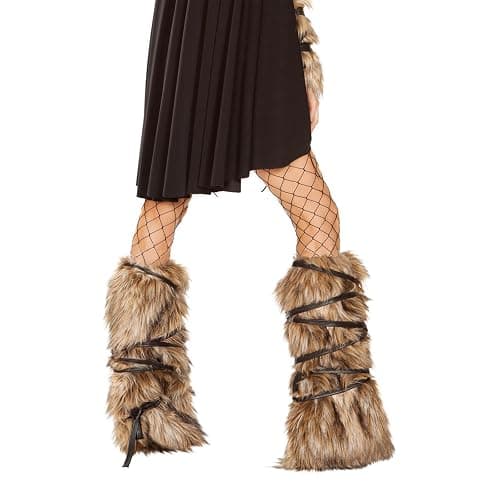 BXT Women 80s Fuzzy Leg Warmers Plush Straps Decoration Winter Long Socks Furry Ankle Warmers Boots Shoes Cuff Renaissance Christmas Xmas Halloween Cosplay Party Costume Accessories thumbnail 3