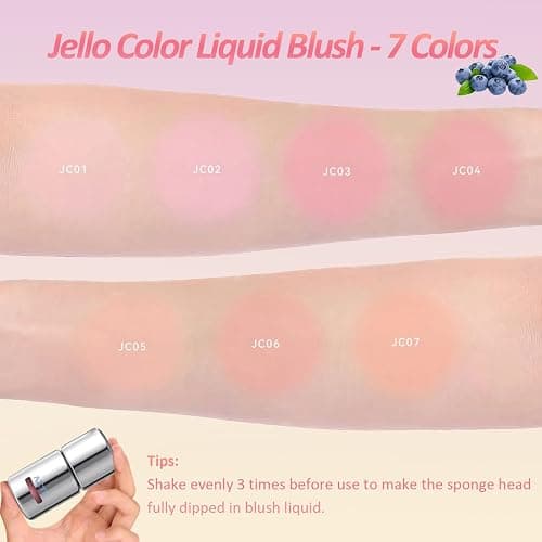 Aztk Liquid Blush, Aztk Jelly Color Liquid Blushes, Blush for Cheeks, Blushes Lotion with Sponge Head, High-Pigment, Long-Lasting, Waterproof, Matte Finish, 5ml (JC04) thumbnail 7