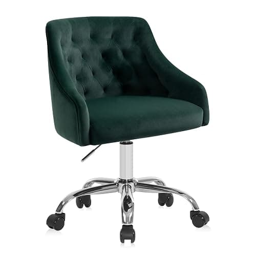 LOVSPATIO Home Office Chair, Velvet Swivel Adjustable Accent Vanity Chair with Arms Nailhead Trim for Bedroom, for to Living Room, Studying, Office (Forest Green) - Image 1