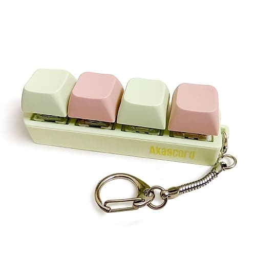 Keyboard Fidget Toy, Akascord Finger Clicker Keyboard Keychain Relief Clicker Cute Creamy Fidget Toys for Adults (Green & Pink) - Image 1