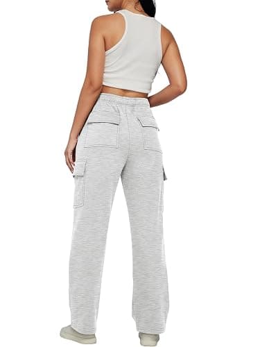 AUTOMET Womens Cargo Sweatpants Baggy Fleece High Waisted Joggers Sweat Pants Athletic Pants thumbnail 2