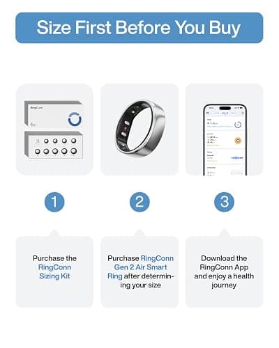 RingConn Gen 2 Air, Ultra-Thin AI Smart Ring, 10-Day Battery Life, Fitness/Sleep/Stress/HR Tracker for Women&Men, No App Fee for Standard Features, iOS & Android Compatible (Size 7, Galaxy Sliver) thumbnail 2