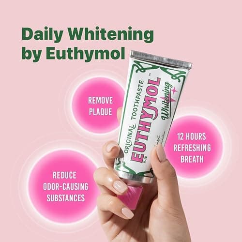 Euthymol Original Whitening Toothpaste 75ml (1) – Made in Korea – 9.6X Whiter Teeth – Double Action – Fluoride & Vitamin E – Fights Cavities & Gingivitis – Non-GMO, Gluten-Free, Recyclable Packaging thumbnail 7