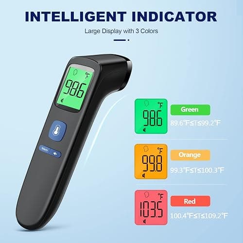 No-Touch Thermometer for Adults, Kids, Babies, 1-Sec Fast Accurate (Black) | Fever Alarm, Large LCD with 3-Color Backlight, Silent Mode, 35-Reading Memory, Forehead & Object Mode, for Home & Clinic thumbnail 3