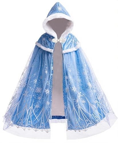 Hulaha Girls Warm Princess Velvet Hooded Cape Kids Play Party Cape Girls Dress up Coloak - Image 1