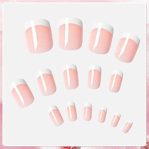 AddFavor White French Tip Press on Nails Short Square - 240pcs Nude Pink Short Square Fake Nails, French Tip Nails Press on Acrylic Nail Extension Nails Art DIY thumbnail 2