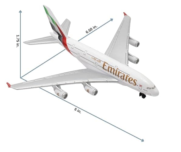 Daron Toy Airplane RT9904 – Emirates A380 – Die-Cast Metal Model Airplane Toy with Plastic Parts for Kids Ages 3+ thumbnail 3