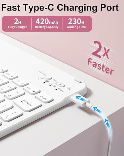 ZKTUYU for iPad (A16) 11th/10th Generation Case with Keyboard 11/10.9 inch 2025/2022, Detachable Wireless Bluetooth Keyboard Case Thin & Light with Built-in Right Side Pencil Holder (Pink) thumbnail 8