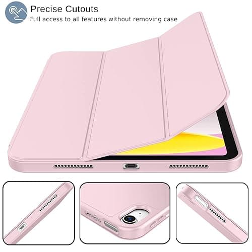 iMieet iPad (A16) Case/iPad 10th Generation Case [11-Inch 2025/10.9 Inch 2022] with Pencil Holder, Trifold Stand Smart Cover with Soft TPU Back,Auto Wake/Sleep(Pink) thumbnail 3