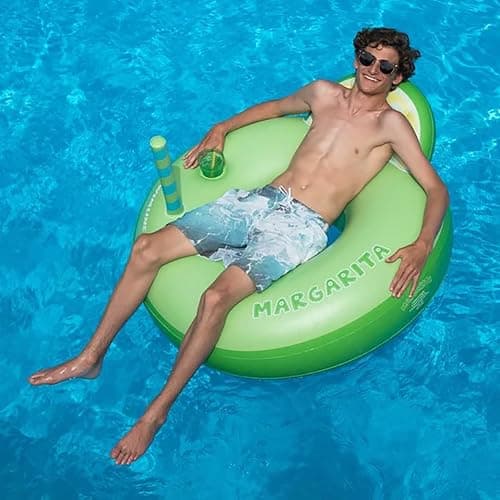 Swimline Margarita Pool Ring with Cupholder & Backrest – Inflatable Lounge Float with Fun Design for Adults & Teens – Durable Vinyl Ring for Pool, Lake, or Beach – Easy to Inflate and Store thumbnail 2