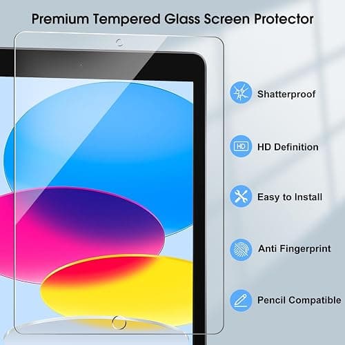 Qularlans 2 Pack Screen Protector for iPad 11th Generation A16 2025 11 Inch/iPad 10th Generation 2022 10.9 Inch, 9H Hardness Tempered Glass Ultra Sensitive Apple Pencil Compatible thumbnail 4