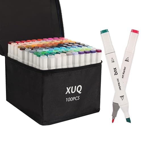 XUQ Alcohol Markers, 100 Colors Dual Brush Tip Permanent Art Markers, Coloring Marker, for Book Painting Card Making, Christmas gift for Adults Great Value Pack for Beginners - Image 1