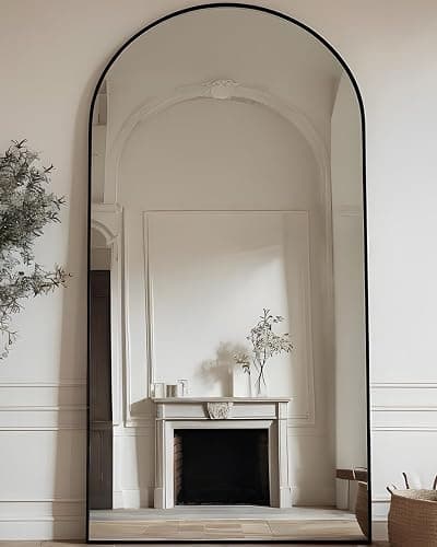 Antok Full Length Mirror, 71"x28" Floor Mirror with Stand, Hanging Mounted Mirrors for Bedroom, Living Room, Cloakroom, Dining Room, Black, Arched thumbnail 3