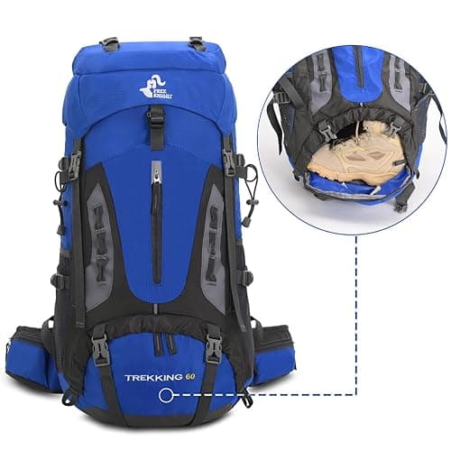 Bseash 60L Hiking Camping Backpack with Rain Cover, Waterproof Large Capacity Outdoor Sport Travel Daypack Climbing Touring (Army Green) thumbnail 6