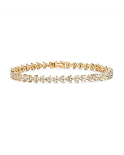 PAVOI 14K Gold Plated Tennis Bracelets for Women - Bezel Set Cubic Zirconia Bracelet - Simulated Diamonds Round, Trillion, Trinity, Radiant, Pear, Heart Cut Stones Wedding Jewelry Gifts for Brides - Image 1