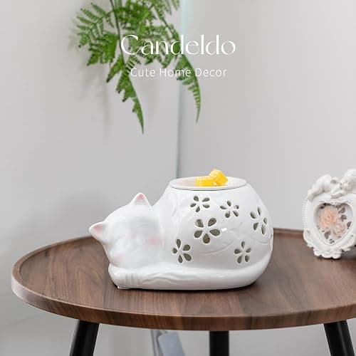 Candeldo Wax Melt Warmer Cat, Electric Wax Burner | with 2 Bulbs, Cute Decor for Home, Bedroom, Birthday Gifts for Women, Mom thumbnail 6