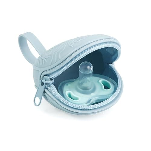 PandaEar 3 Pack Silicone Pacifier Holder Case, Portable Travel Pacifier Pouch for Newborns, BPA-Free Silicone Pacifier Storage Container for Boys & Girls (Green, Blue, Cream) thumbnail 4