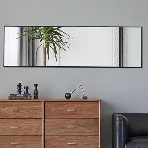 48"x13.8"Full Length Wall Mirror,Anti-Scratch Aluminium Frame,Explosion-Proof Film,High-Definition Dressing Vanity Mirror,Leaning/Hanging Long Mirror for Bedroom,Bathroom,Living Room(Black) thumbnail 4