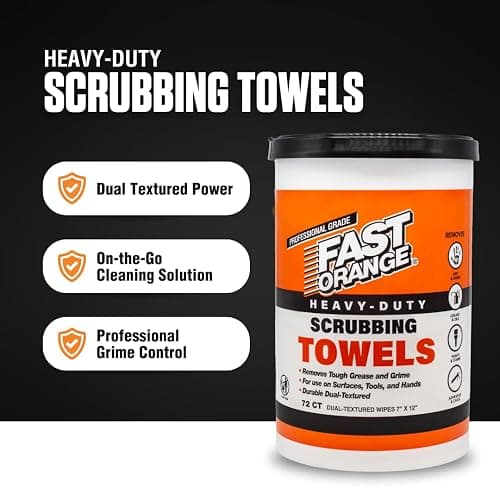 Fast Orange Heavy Duty Scrubbing Towels Removes Tough Grease, Grime, Paint, Resins, Glue and More, for Hands, Tools and Surfaces Without Sticky Residue, 72 ct thumbnail 4
