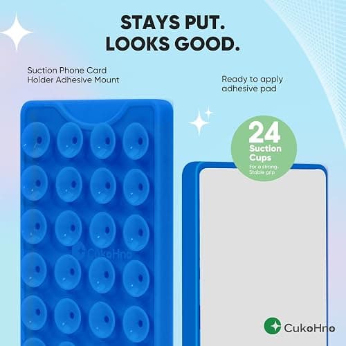 CukoHno Classic - Suction Phone Card Holder Adhesive Mount,Up to 3 Cards,Hands-Free,Strong Grip Holder for Selfies and Videos,2.28″x 3.5″,Hot Pink thumbnail 5